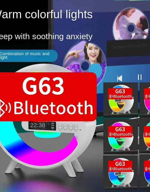 Load image into Gallery viewer, Bluetooth Speaker G63 Colorful Lights Clock Wireless Charging Multifunctional Bluetooth Speaker Colorful Atmosphere Alarm Clock
