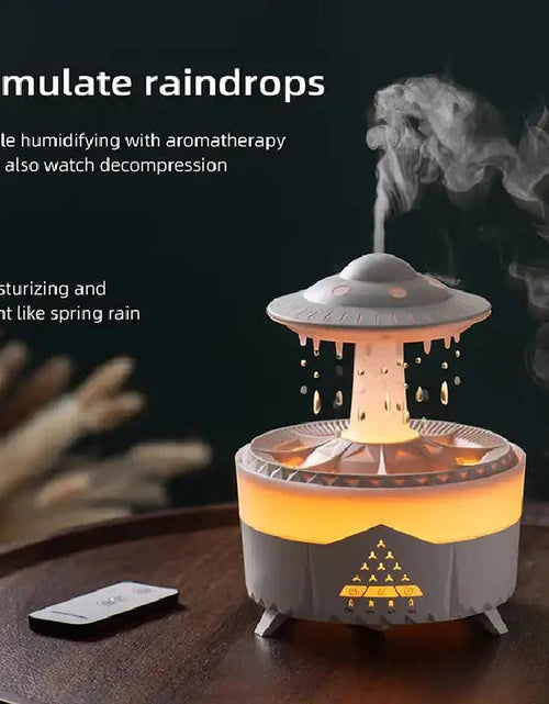 Load image into Gallery viewer, Rain Drop Air Humidifier Essential Oil Diffuser 350ml 7 Colors LED Lamp Ultrasonic Remote Control USB Rain Cloud Aroma Diffuser
