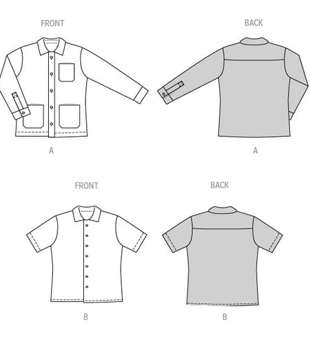Burda Style Men's Casual Shirt Sewing Pattern B5842 Sizes 38-48