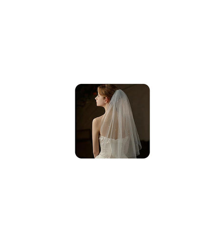 Cliory Pearl Veil Glitter Bride Wedding Short Veil White
