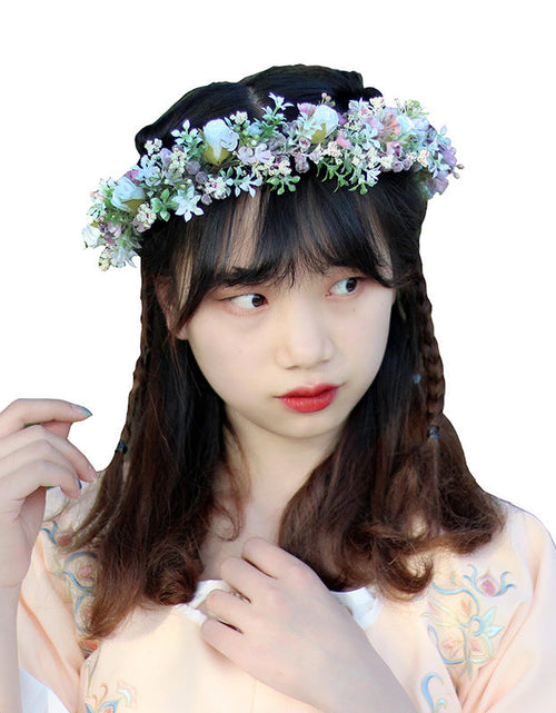 Load image into Gallery viewer, Ancient style girl Hanfu headwear simulation full sky star small floral headband forest princess bridal wreath
