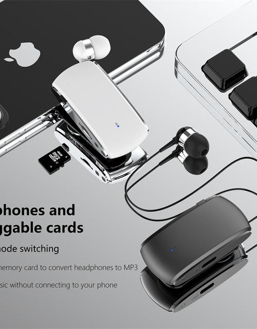 Load image into Gallery viewer, K68 New Collar style Bluetooth Earphones MP3 Earphones Wireless Telescopic Cable Single Ear Card Insertion Recording Earphones
