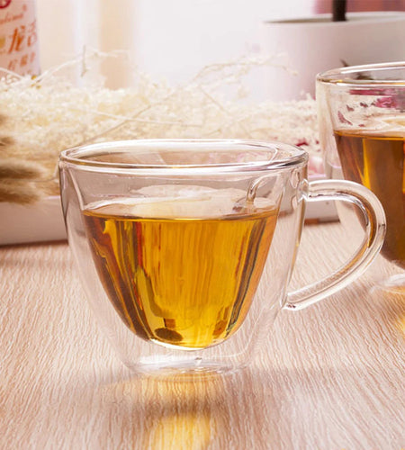 180ml/240ml Heart Love Shaped Tea Beer Mug Juice Cup Coffee Cups Mug Gift Double Layer Glass Mug Heat-Resisting Drinkware