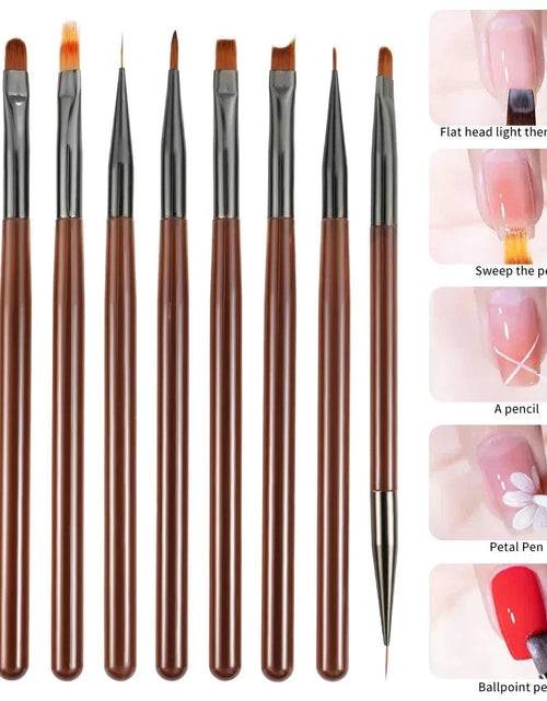 Load image into Gallery viewer, 9PCS UV Gel Nail Brush Liner DIY Painting Pen Manicure Acrylic Drawing Brush for Nail Art Design Nails Tip Display Painting Tool
