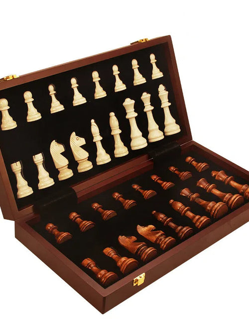 Load image into Gallery viewer, Magnetic Wood Chess Folding Chess Board Puzzle Game for Adults and Children Checkers Toy
