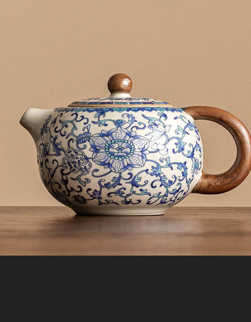 Load image into Gallery viewer, Kung Fu tea set blue and white lotus tea pot fair cup tea can ceramic lid bowl
