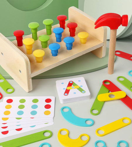 Christmas toy gift 2-in-1 pile driving platform children's puzzle color certification matching fun and creative versatile set of column puzzle toys