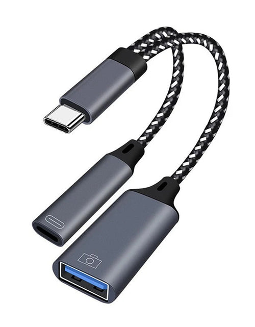 Load image into Gallery viewer, USB C OTG Cable Phone Adapter 2 In 1 Type C To USB A Adapter With PD Charging Port For Phone Laptop Tablet
