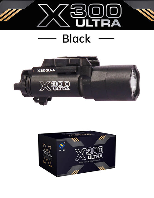 Load image into Gallery viewer, Tactica Flashlight X300-B/X300U-B/XU35: metal pistol gun strobe LED lights for 20mm rails, ideal for airsoft and hunting.
