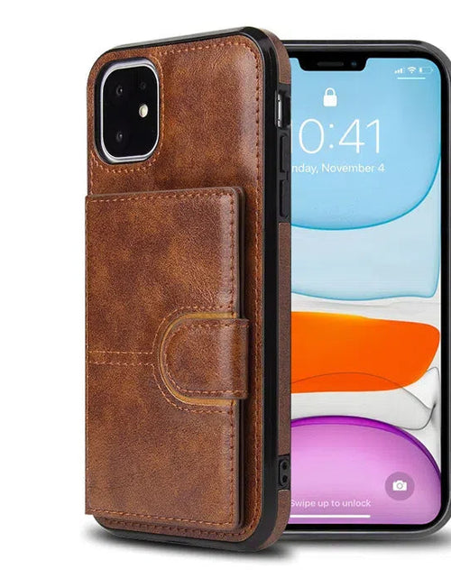 Load image into Gallery viewer, Suitable for iPhone 13 wallet phone case, iPhone 13 Promax card insertion leather case, Apple 11 anti drop phone case
