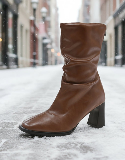 Load image into Gallery viewer, Large Size Women’s High Heel Plus-Width Ankle Boots – Autumn/Winter
