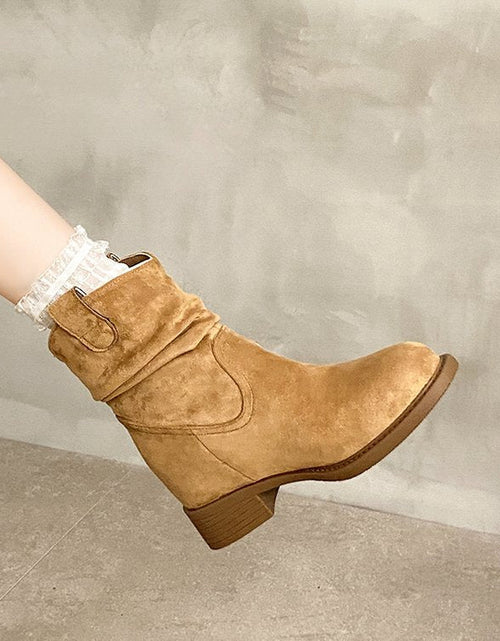 Load image into Gallery viewer, Women’s Suede Chunky Heel Slimming Ankle Boots

