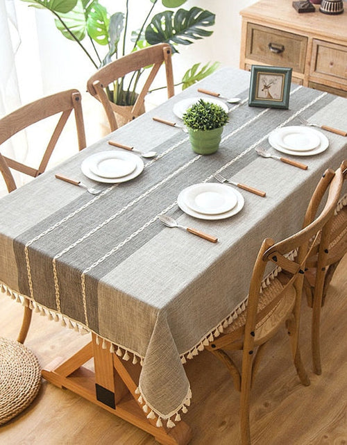 Load image into Gallery viewer, 90*90 cm Plaid Decorative Linen Tablecloth With Tassel Waterproof Oilproof Thick Rectangular Wedding Dining Table Cover Tea Table Cloth
