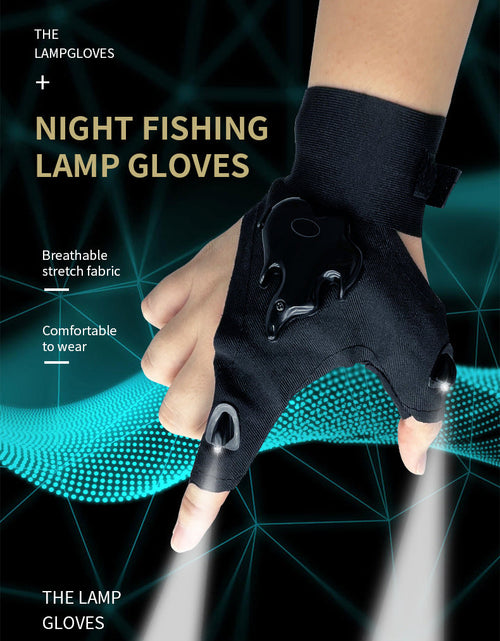 Load image into Gallery viewer, LED rechargeable fishing gloves with high elasticity, anti slip repair, lighting, luminous finger cots
