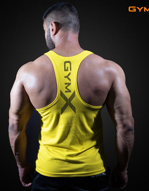Load image into Gallery viewer, Men's fitness vest muscle exercise tight fitting T-shirt quick drying top fitness suit muscle training sleeveless
