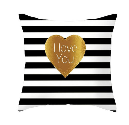 Load image into Gallery viewer, Black White Heart Cushion Cover Arrow I Love You Letters Happy Valentine Pillow Covers Gifts for Couples Valentine's Decoration
