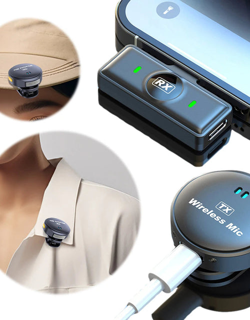 Load image into Gallery viewer, Wireless Magnetic Button Collar Microphone Noise Cancelling Lapel Mic Plug and Play 164ft Range for YouTube Vlog Video Recording
