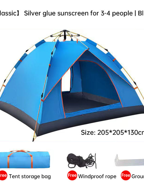 Load image into Gallery viewer, Quick-Deploy Green/White Outdoor Tent, Comfortably Accommodating 3-4 People on Camping Trips
