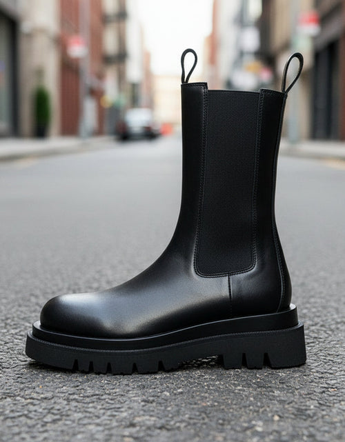 Load image into Gallery viewer, Women’s British-Style Mid-Calf Thick-Soled Leather Boots
