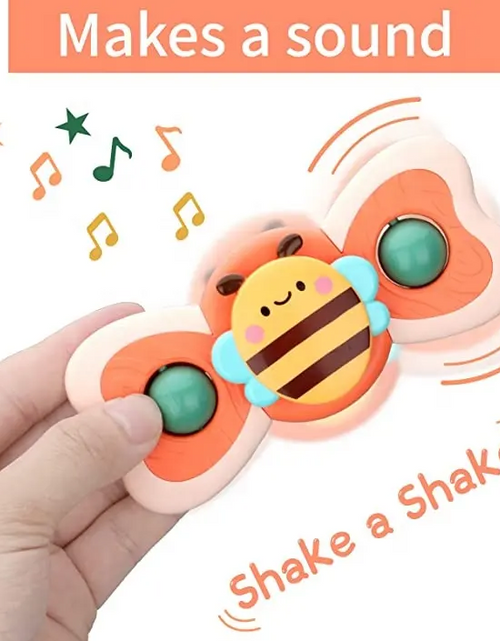 Load image into Gallery viewer, 3pcs cartoon baby bath toy bee butterfly snail insect cute rotating fidget spinner toy with suction cup for kids gifts wholesale
