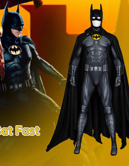 Load image into Gallery viewer, Hero Armor Outfit Michael Keaton Bruce Cosplay Costume Black Leather Jumpsuit Boots Cowl Full Set Halloween Suit Custom
