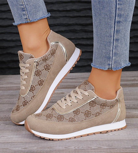 Floral Print Lace-Up Sneakers – Comfortable Canvas Shoes