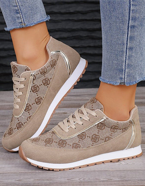 Load image into Gallery viewer, Floral Print Lace-Up Sneakers – Comfortable Canvas Shoes
