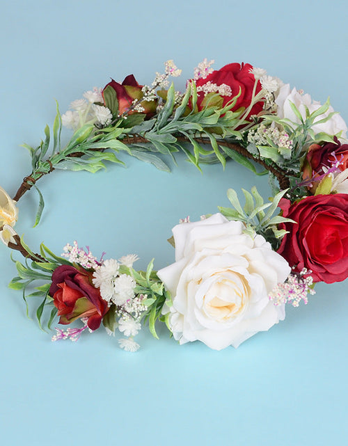 Load image into Gallery viewer, Flower garland headwear Hawaiian flower girl beautiful super fairy bride rose ring accessory
