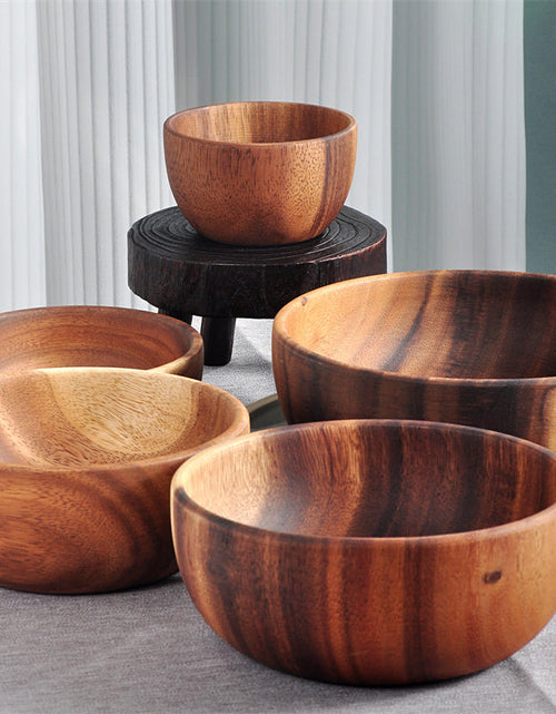 Load image into Gallery viewer, Acacia Wood Bowl Solid Wood Plate Tableware Salad Bowl Shallow Mouth Bowl
