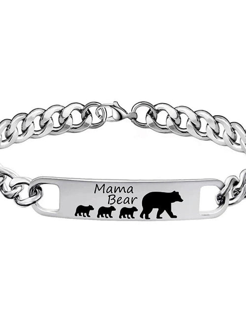Load image into Gallery viewer, Customized 3-5 days Stainless steel Mama Bear Mother's Day gift engraved titanium steel bracelet
