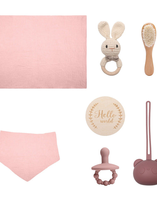 Load image into Gallery viewer, Full moon birth with hand gift, bath towel, wool brush, baby shower mouth, water towel, pacifier set
