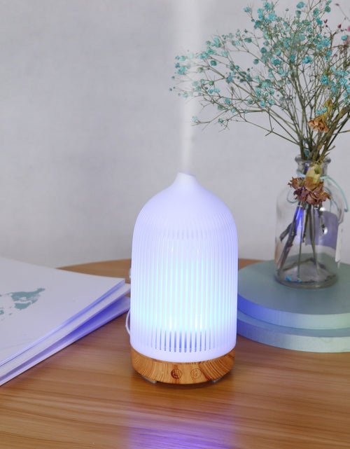 Load image into Gallery viewer, 7 Color Aromatherapy Lamp Aromatherapy Machine Ultrasonic Atomization Mini Desktop Humidifier Home Bedroom Wood Grain Aromatherapy Machine
