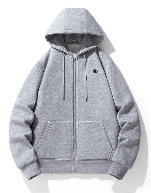 Load image into Gallery viewer, European and American zipper cardigan heating hoodie intelligent hooded five zone heating jacket outdoor warm electric clothing for men
