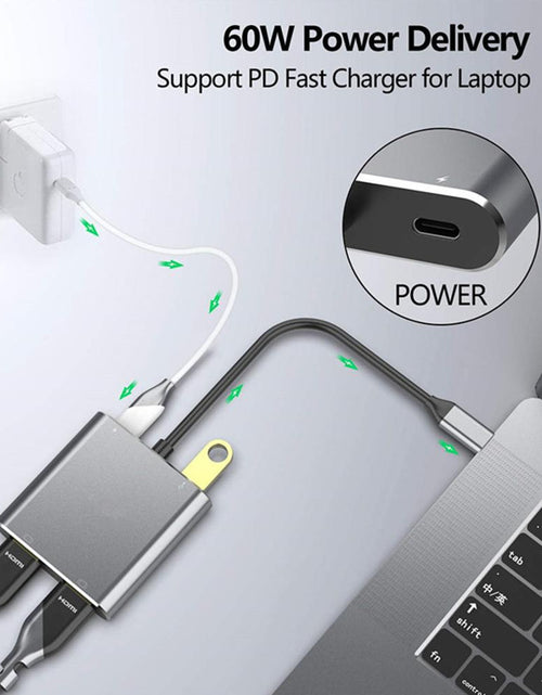 Load image into Gallery viewer, Type-C hub to dual HDMI PD USB3.0 hub for mobile phones, laptops, and multi port docking stations
