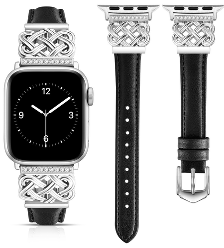 Apple Watch Strap with Chinese Knot and Diamond Inlay Metal Buckle for Series 1-10 and SE
