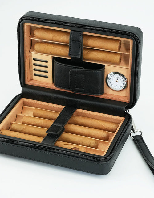 Load image into Gallery viewer, Cigar Box Zipper Pack 6-pack Convenient Cigar Box Cigarette Box Smoking Accessories Cedar Wood Material Set
