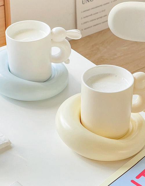 Load image into Gallery viewer, Rabbit Coffee Cup Milk Ceramic Cup And Saucer Set Design Sense Ins Niche Afternoon Tea High Value Mug

