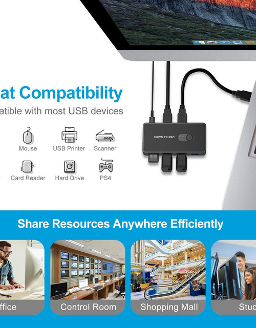 Load image into Gallery viewer, USB 3.0 Switch Adapter 4-port USB Peripheral Switch Box Hub
