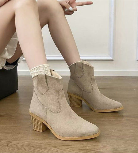 Women’s Retro Sock Cuff Booties – Stylish Ankle Boots with Stretch Cuff