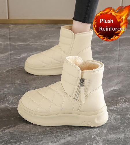 Women’s Warm Fleece-Lined Snow Boots – Casual Winter Anti-Slip Ankle Boots