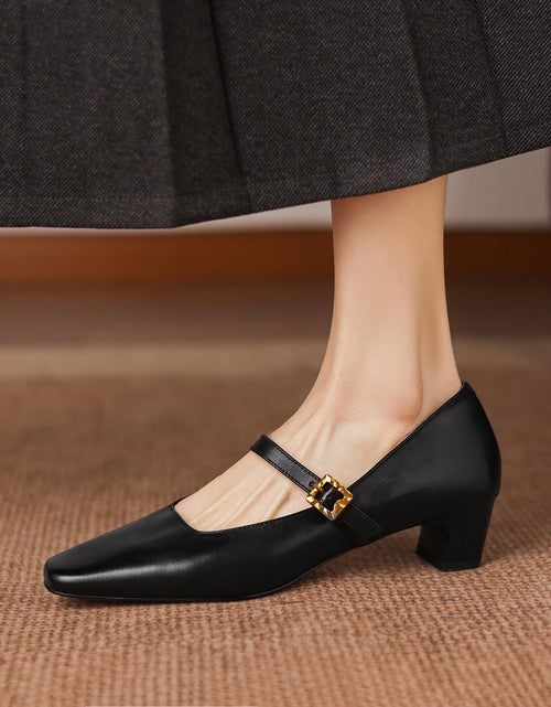 Load image into Gallery viewer, Mid-Heel Pumps - Full-Grain Leather Women's Classic Slip-On Court Shoes
