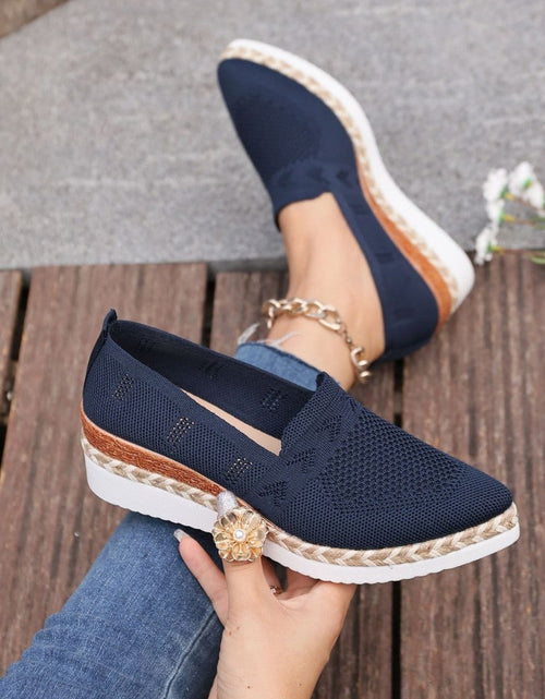 Load image into Gallery viewer, Women’s Woven Rope Platform Snakeskin Pointed-Toe Flats | Trendy Flats
