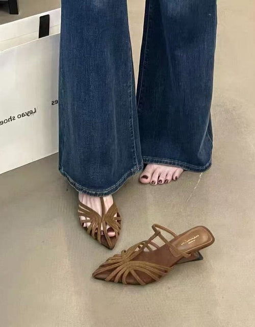 Load image into Gallery viewer, Women's French Style Woven Pointed-Toe Wedge Mules
