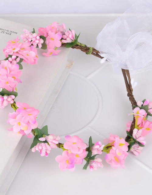 Load image into Gallery viewer, Hawaiian flower garland headband, bride's wedding headdress, bridesmaid's photo, simulated flower wreath, mini flower
