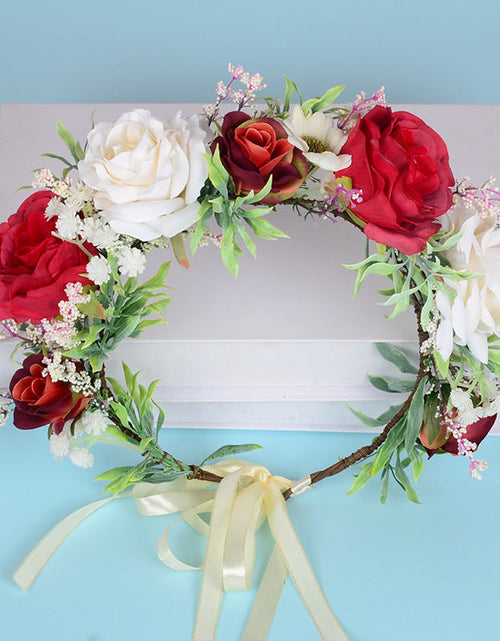 Load image into Gallery viewer, Flower garland headwear Hawaiian flower girl beautiful super fairy bride rose ring accessory

