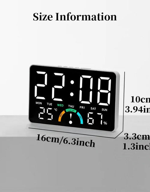 Load image into Gallery viewer, Digital Alarm Clock with Temperature &amp; Humidity Display, Dual Alarm, Snooze
