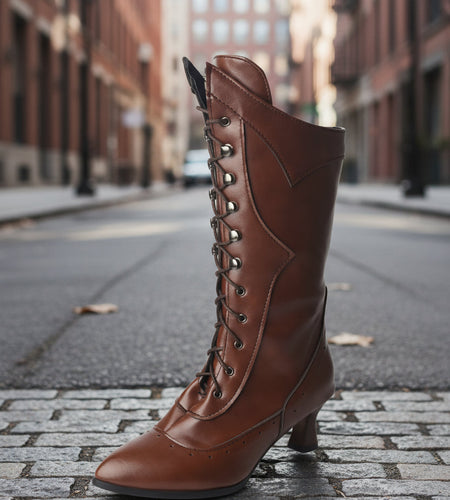 Lace-Up Martin Boots | Round Toe Wine-Cup Heel | Large-Size Women’s Boots