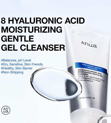 Moisturizing Gentle Gel Cleanser, Hyaluronic Acid, Squalane, Ceramide, Foaming Facial Korean Cleanser, Ph Balance, Daily Hydrating Face Wash, Korean Skincare (150Ml/5.07Fl Oz.)