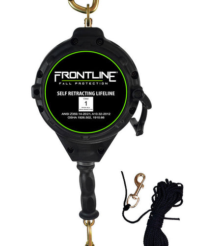 Frontline RPG30 30' Cable Single Leg SRL with Steel Snap Hook End with Carry on Handle and Tagline