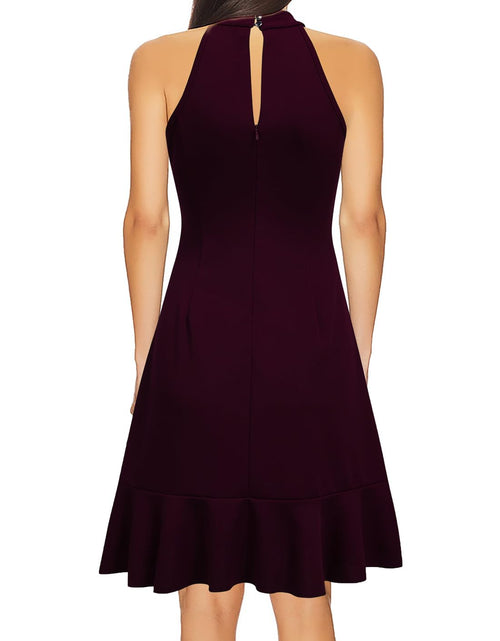 Load image into Gallery viewer, WOOSEA Womens Sleeveless Halter Neck Cocktail Dress Burgundy Size M
